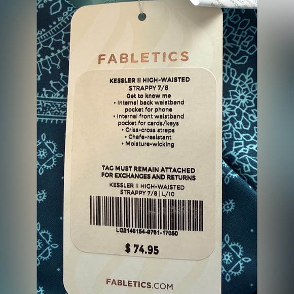 Fabletics Teal Patterned High-Waisted Leggings - Picture 5 of 7